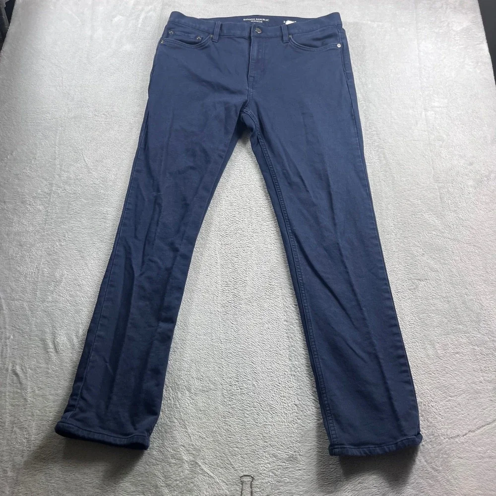 Banana Republic Traveler Slim Fit Pants Mens 34x32‎ Navy Blue 5-Pocket Chino